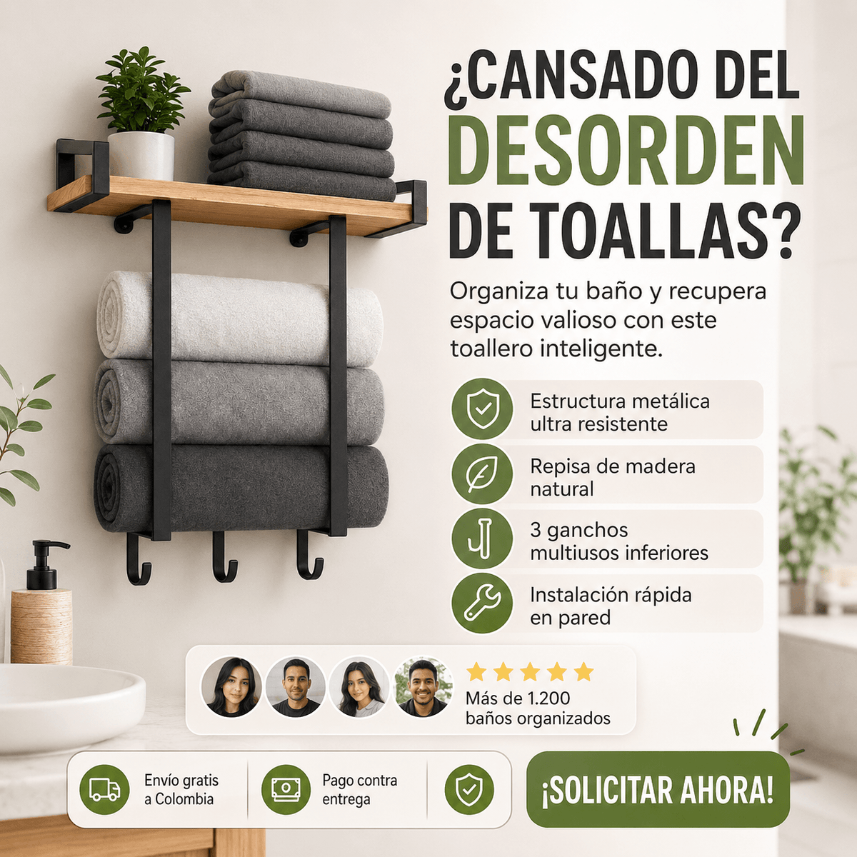 TOALLERO MAXIORDER. Una solución sencilla para un baño más organizado.