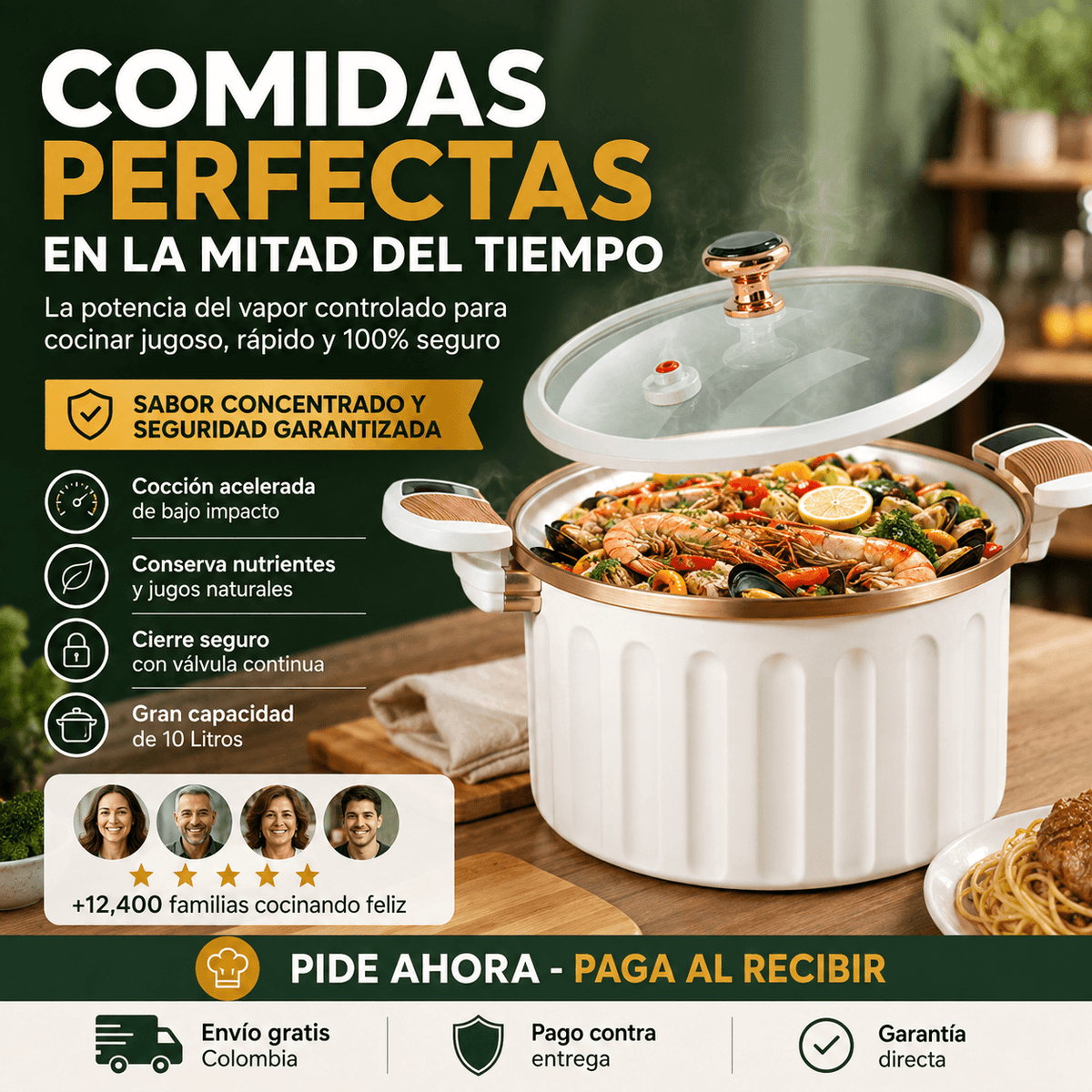 MaxCooker ® Olla Micropresion 10 Litros. La Textura Perfecta en Cada Receta!