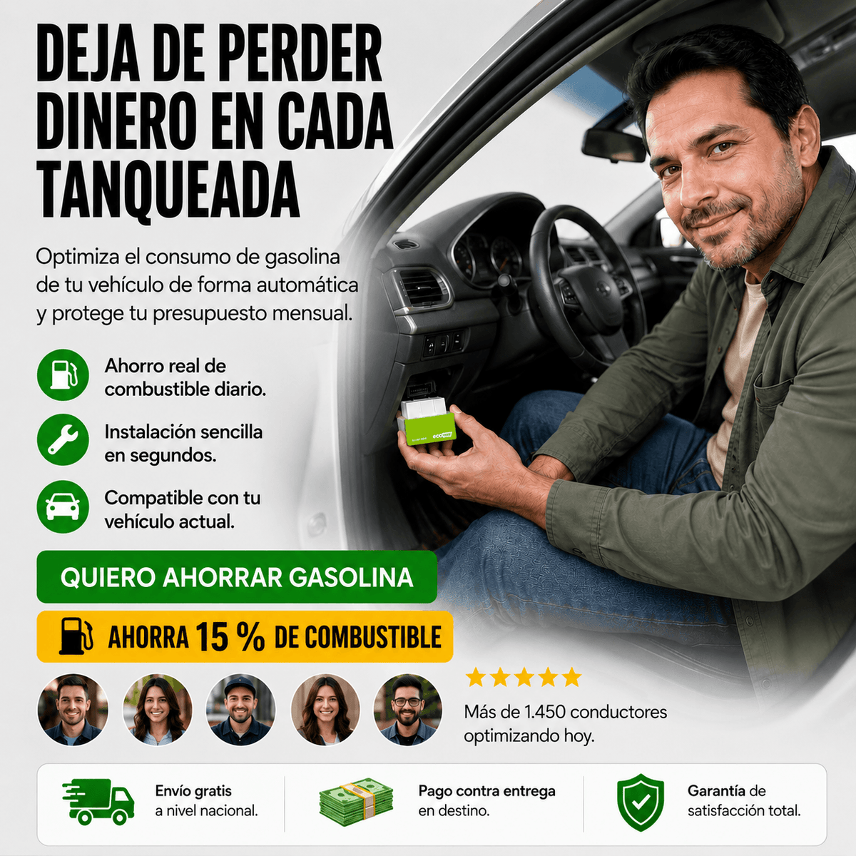 ECO OBD2® AHORRADOR DE COMBUSTIBLE - Tu bolsillo más liviano en cada tanqueada!