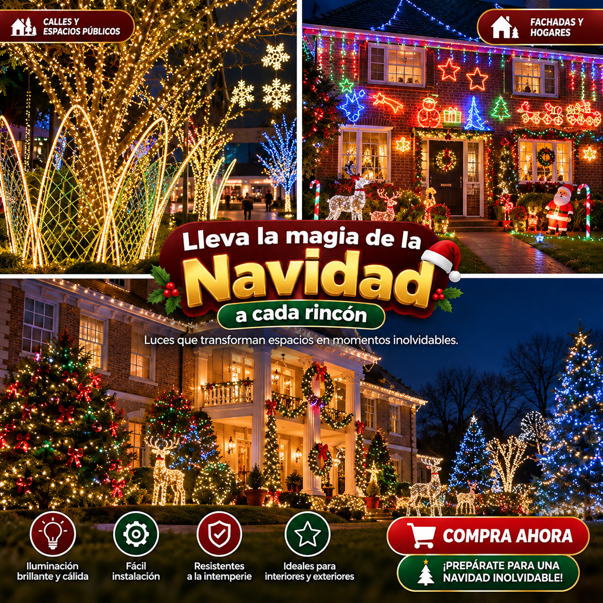 LUCES NAVIDEÑAS CON PANEL SOLAR X300