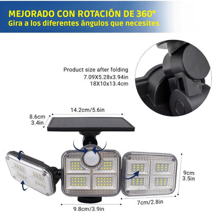 Lámpara Solar 3 Cabezales Exterior, ilumina tu casa como un Estadio.