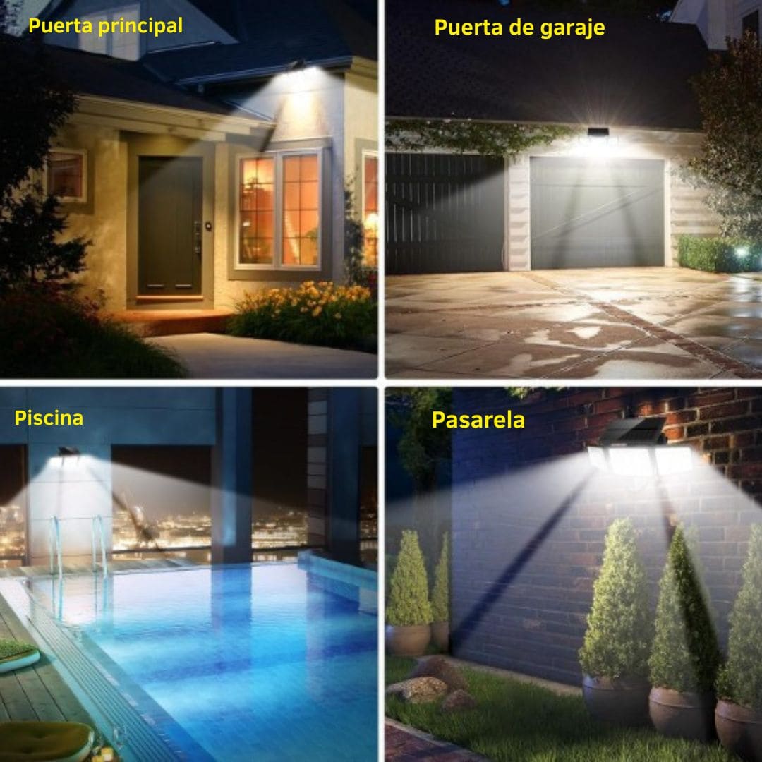 Lámpara Solar 3 Cabezales Exterior, ilumina tu casa como un Estadio.