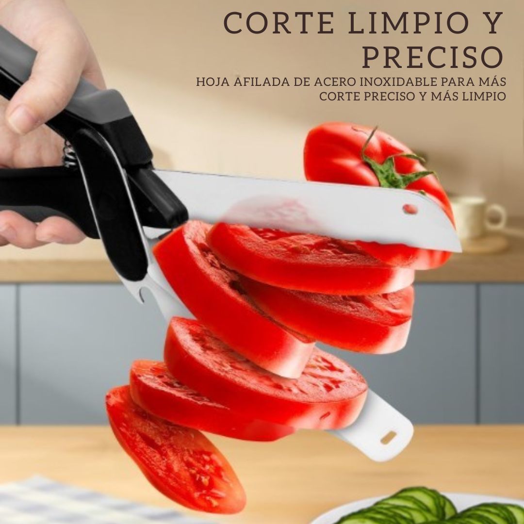 Tijera-Cuchillo con Tabla Integrada® Practicidad y Precisión.